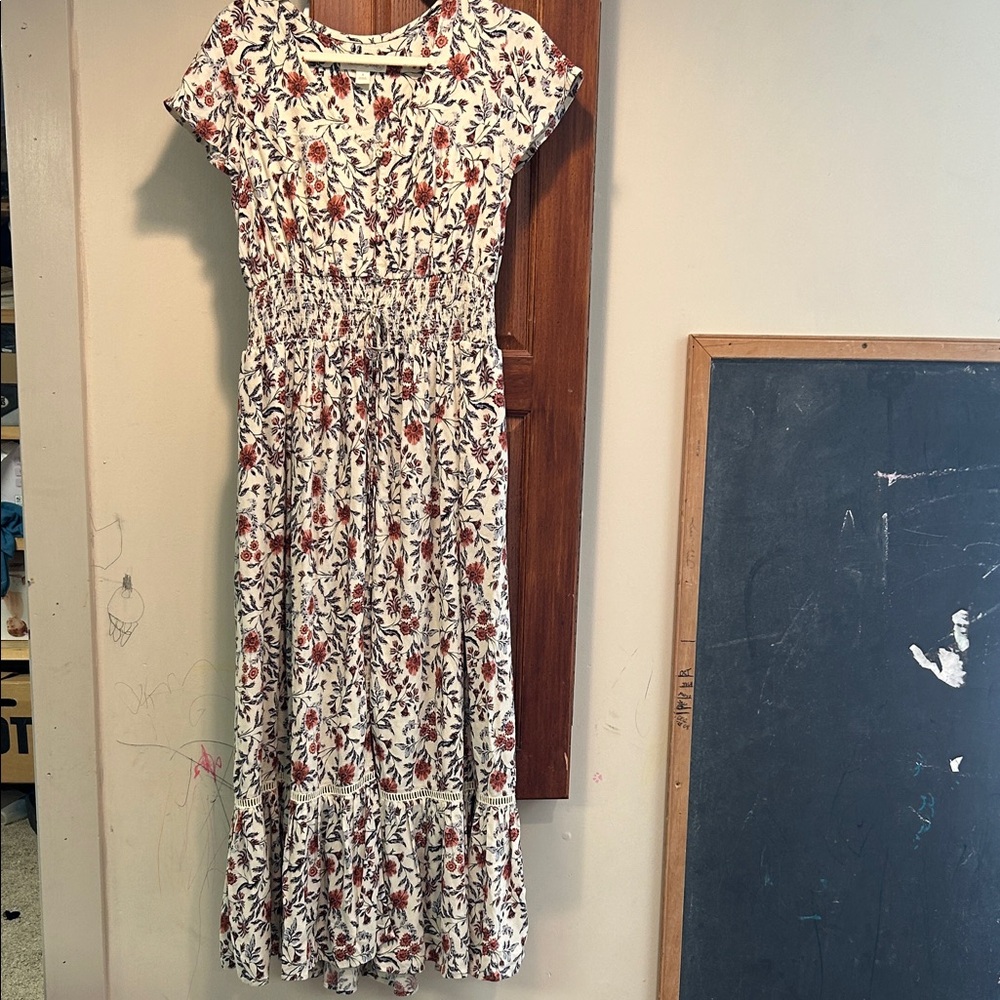 Treasure & Bond Floral Maxi Dress - White and Red